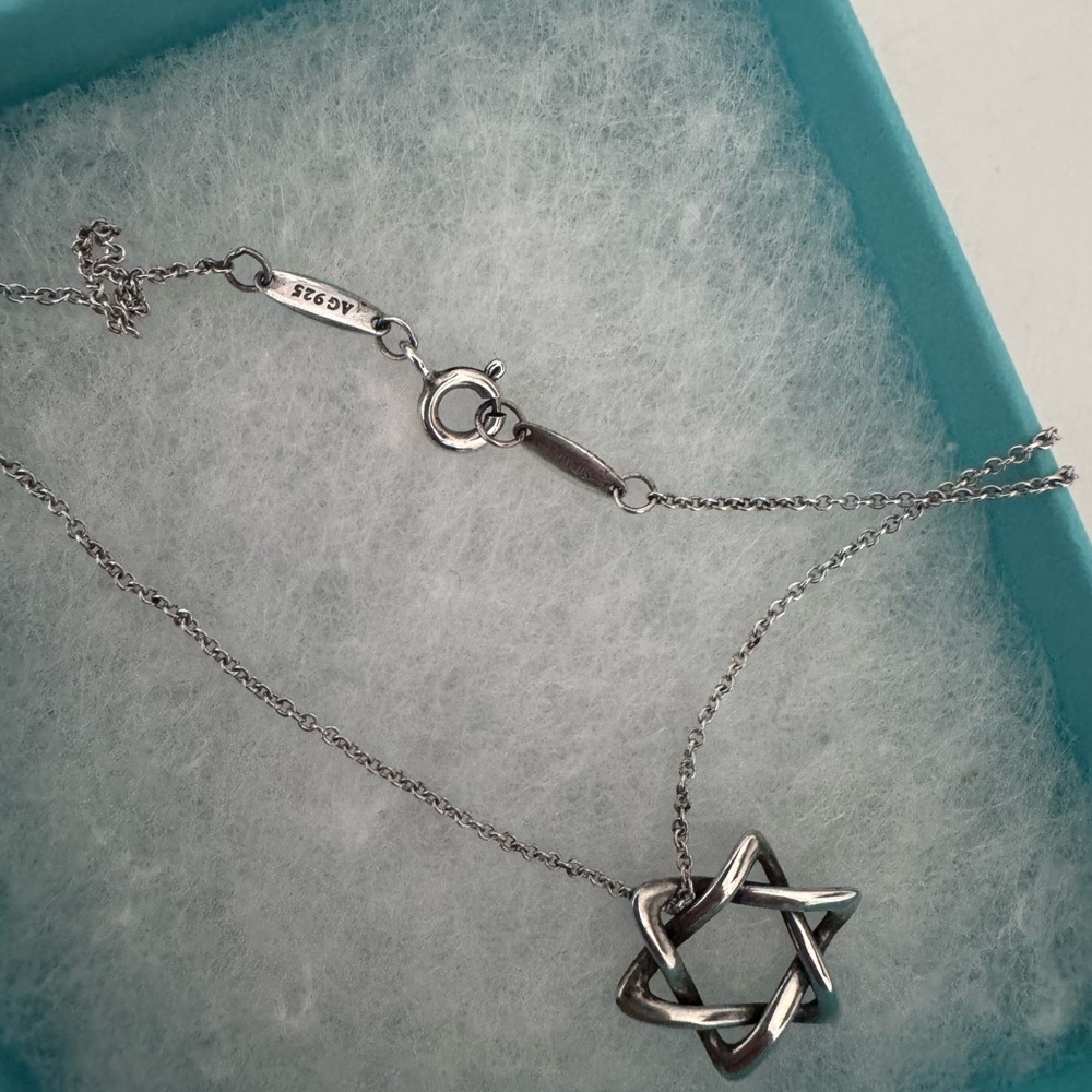 Tiffany & Co. Silver Star of David Pendant Necklace